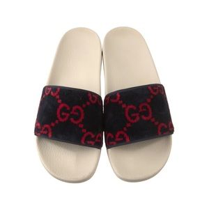 Gucci GG Logo Velvet Slides Size 11
